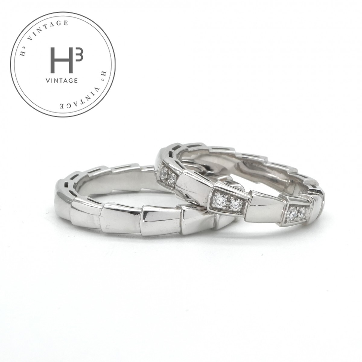 ブルガリ BVLGARI ヴァイパー リング セルペンティ リング 指輪 750WG シルバー ペアリング マリッジリング 結婚指輪