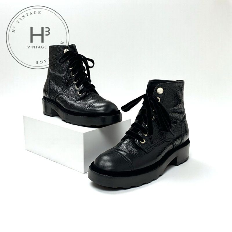 楽天市場】シャネル ショートブーツ ロゴ刺繍 35Cサイズ 約22.5cm