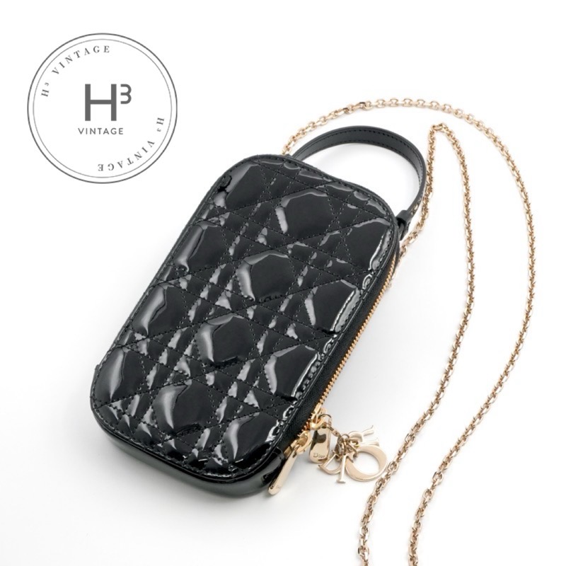 ディオール CHRISTIAN DIOR 持ちはこぶ・スマホアクセサリー 黒いこと 黒 ゴールド レディディオール カナージュ Call\u0027インチ Dior フォンホルダーフォンケース 移動性合切袋