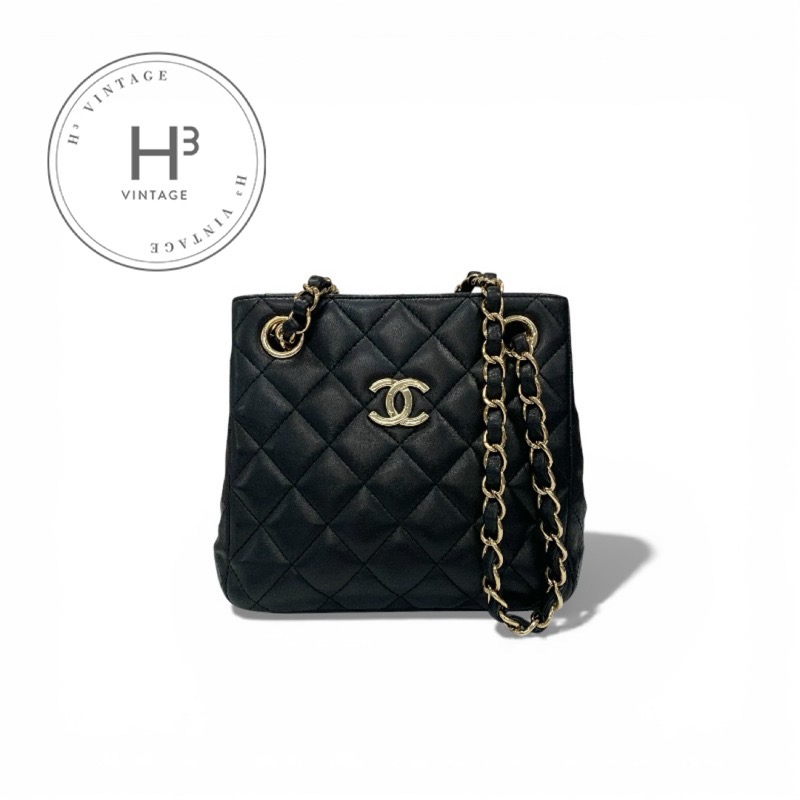 シャネル CHANEL バッグ ショルダーバッグ ラムスキン ブラック ゴールド ココマーク ダブルチェーン|H3(エイチスリー)店