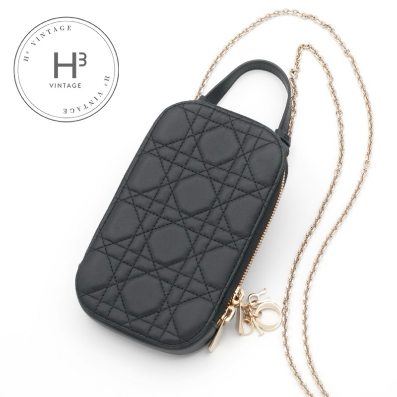 ディオール CHRISTIAN DIOR 持ちはこぶ・スマホアクセサリー 黒いこと ゴールド レディディオール カナージュ Call\u0027インチ Dior フォンホルダーフォンケース 移動性合切袋 ポシェット