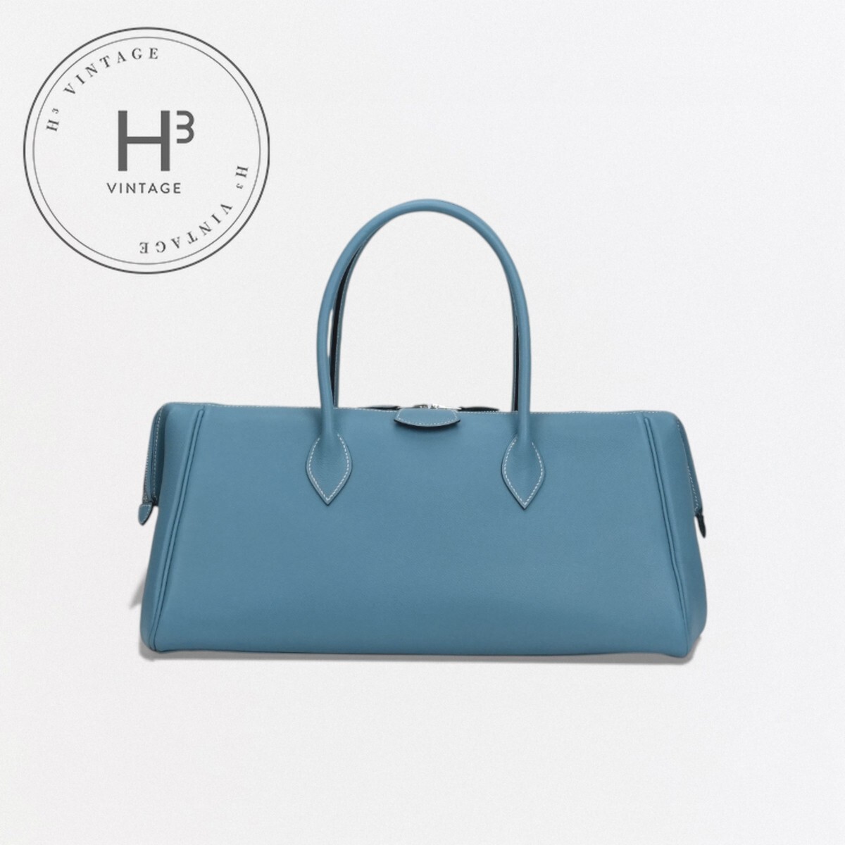 エルメス HERMES パリボンベイ40 パリボンベイ 40 バッグ ボストンバッグ エプソン ブルージーン Bluejean ブルー Blue 青 シルバー金具 ハンドバッグ ヴォーエプソン