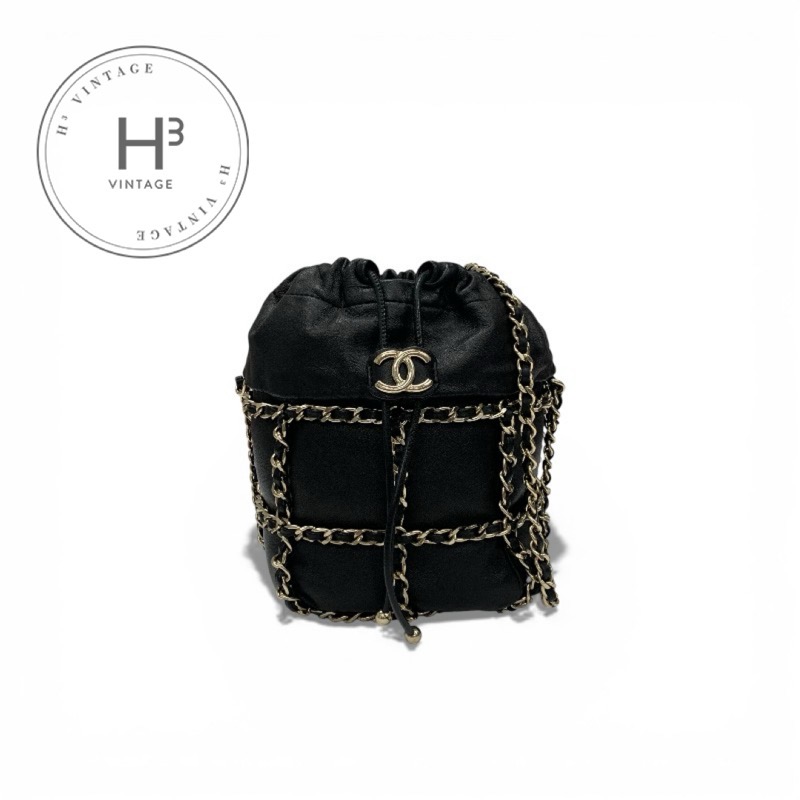 シャネル CHANEL バッグ ショルダーバッグ ブラック ゴールド ココマーク チェーンバック 巾着