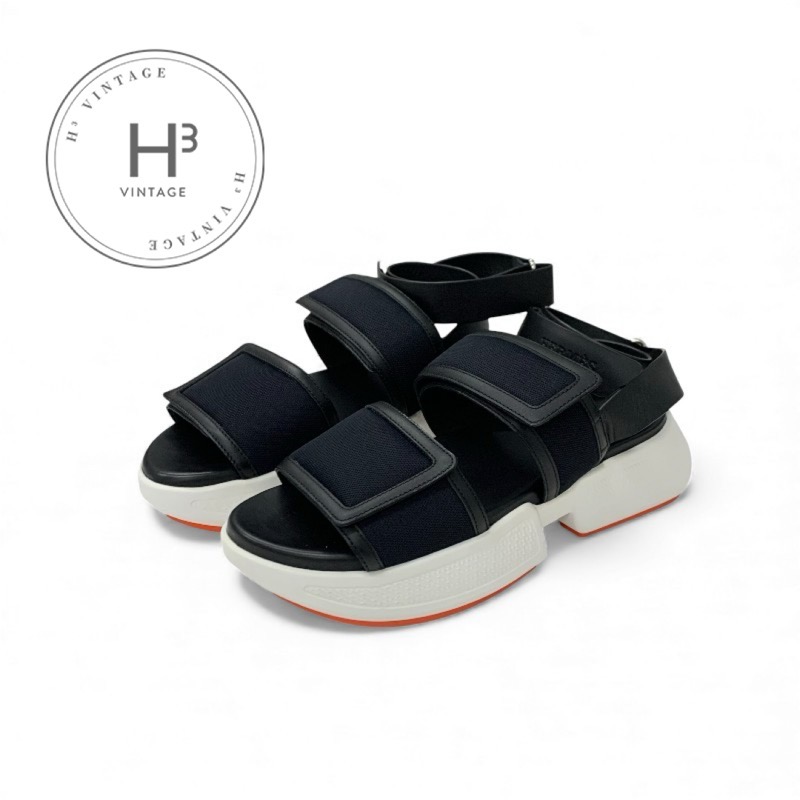エルメス HERMES ギーク サンダル 靴 シューズ メッシュ なめし革 黒いこと 白いこと ベルクロ 同盟罷工一回り 運動競技サンダル