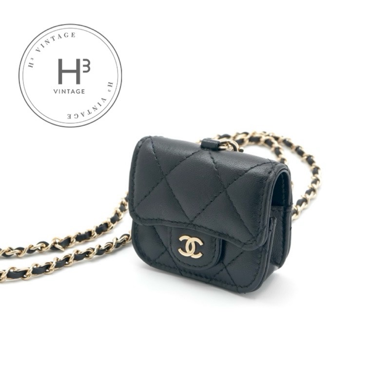 シャネル CHANEL ネックレス ペンダント チョーカー ブラック ゴールド ココマーク マトラッセ airpodsケース チェーン