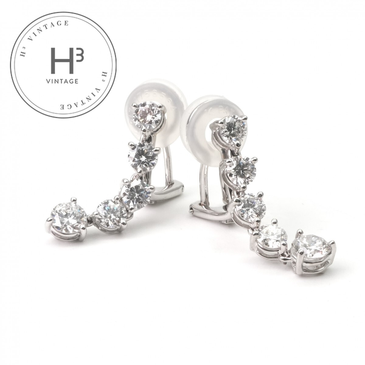 ハリーウィンストン HARRY WINSTON ピアス イヤリング Pt950 プラチナ　ラインイヤリング