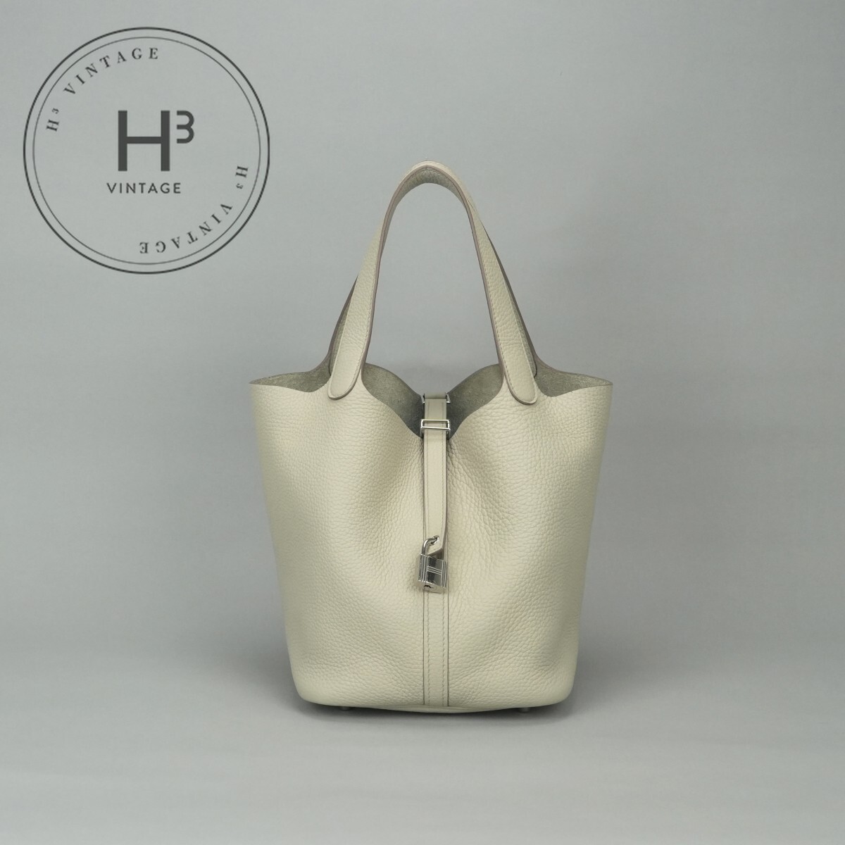 エルメス HERMES ピコタン鍵を掛けるMM ピコタン鍵を掛ける MM ピコタン鍵を掛ける22 御徒面子 トートバッグ トリヨンクレマンス クレ Craie 白いこと White 白 しろがね色金具 ハンドバック