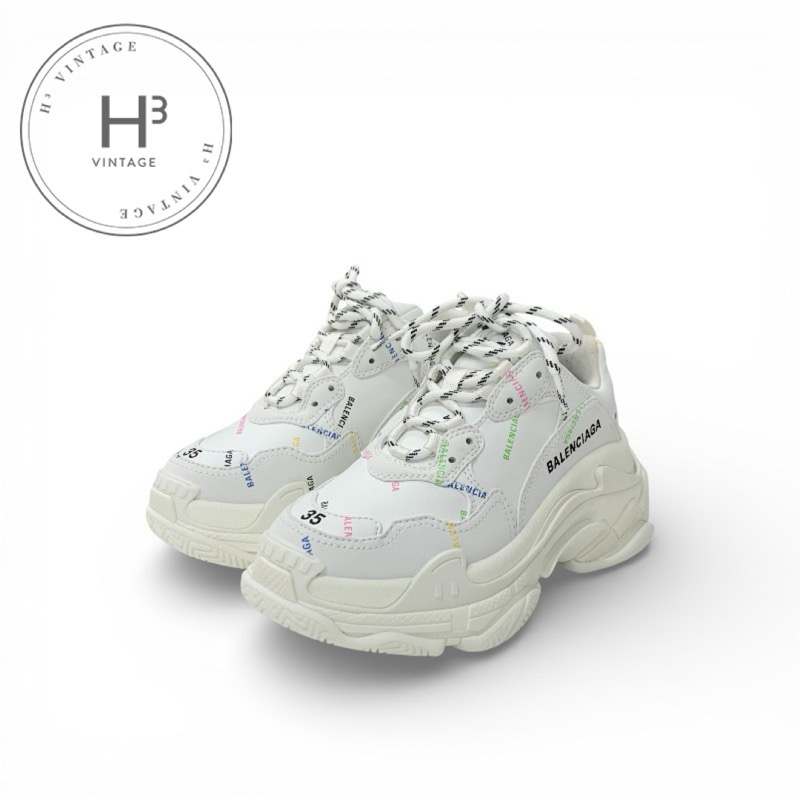 バレンシアガ BALENCIAGA トリプルS スニーカー 靴 シューズ なめし革 白いこと マルチ色合い ロゴタイプ