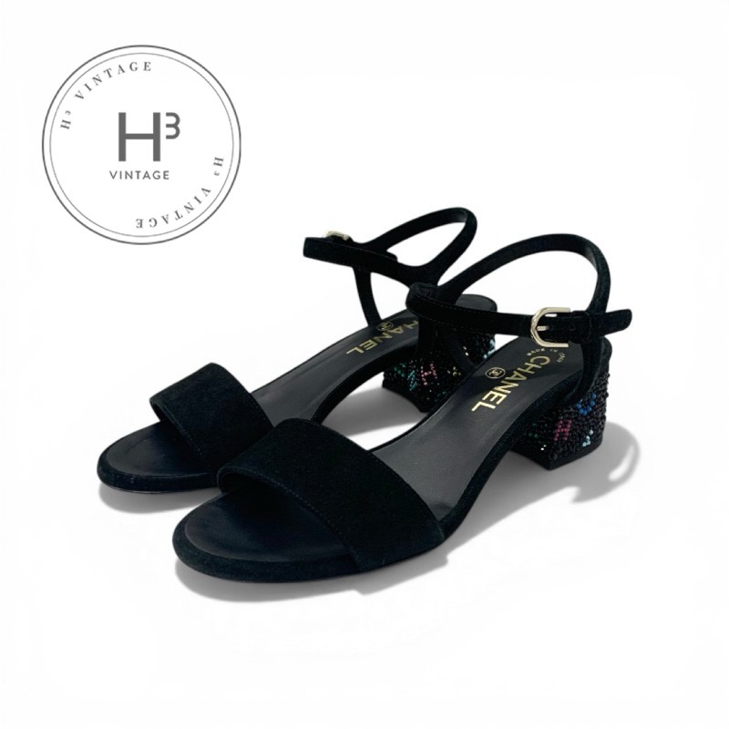 シャネル CHANEL サンダル 靴 シューズ スエードクロス 黒いこと マルチ色合い 黒 ココマーク 生産ライン石ころ 同盟罷工さあ美