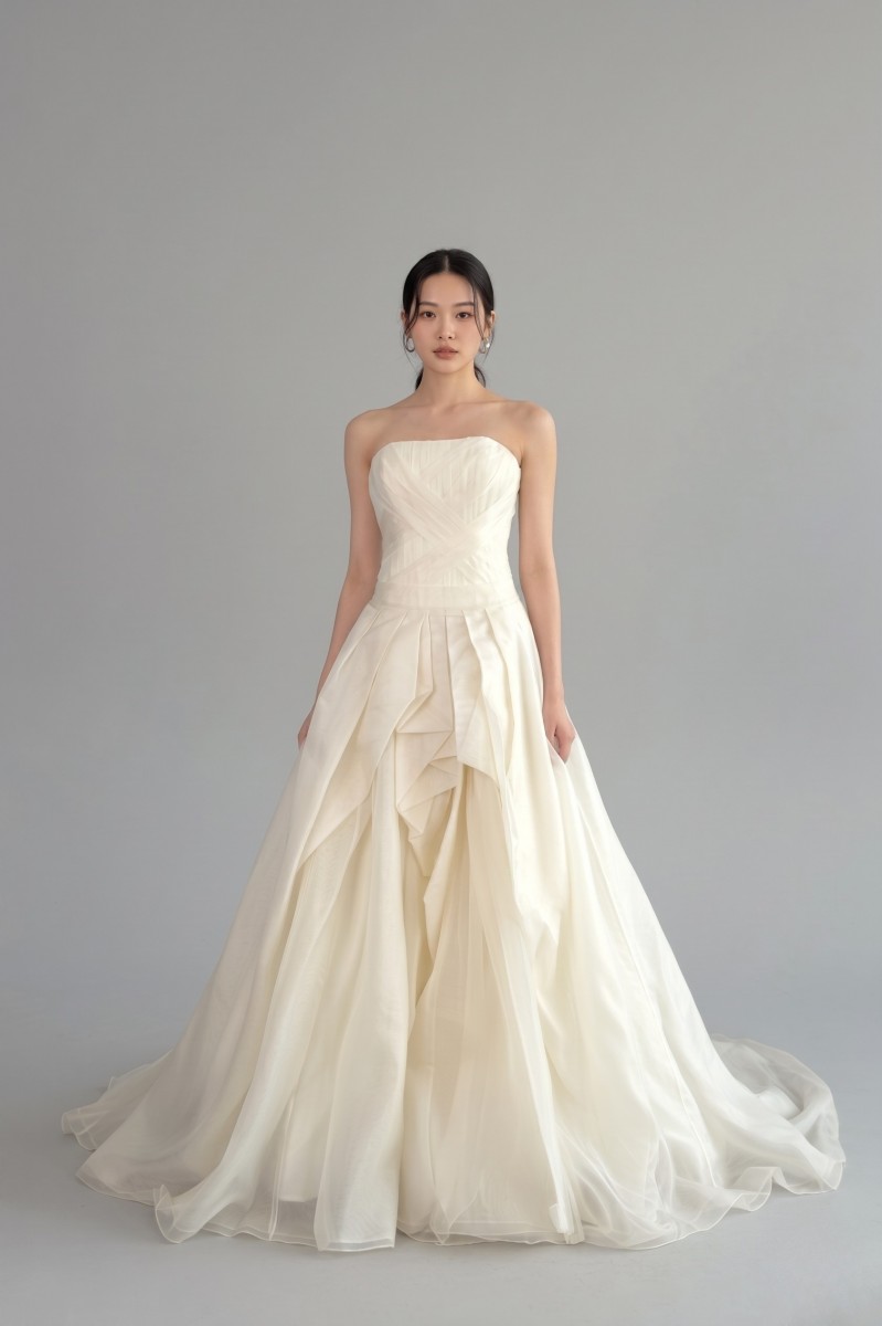 ヴェラウォン VERA WANG BRIDE ディアンドラ Deandra A生産ライン 御芽出度お召しもの 象牙色白いこと 白 ディンドラ 非対称 チュール ビスチェ 一塁手所有権者