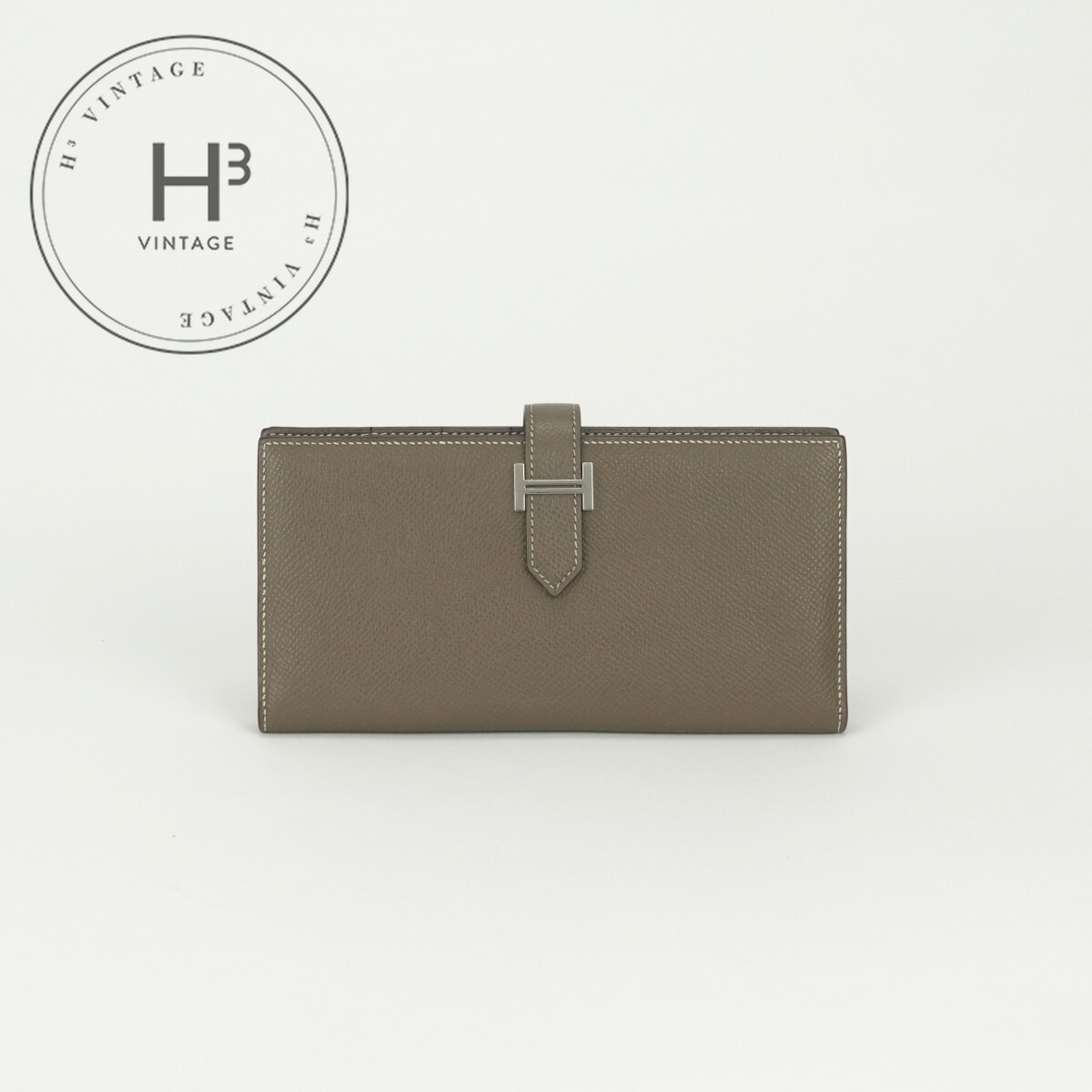 エルメス HERMES ベアンスフレ ベアン スフレ 金入れ 長金入れ ロングウォレット エプソン エトゥープ Etoupe 薄墨色 Gray しろがね色 ヴォーエプソン
