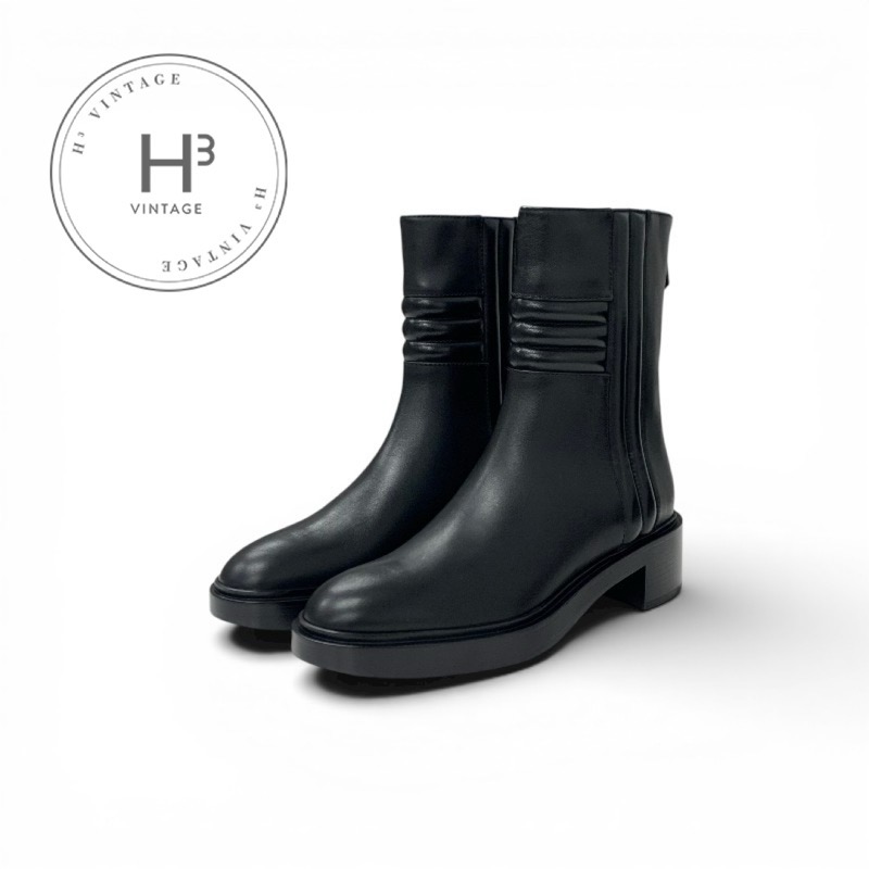 エルメス HERMES ハーパー ブーツ ショートブーツ 靴 シューズ レザー ブラック 黒|H3(エイチスリー)店