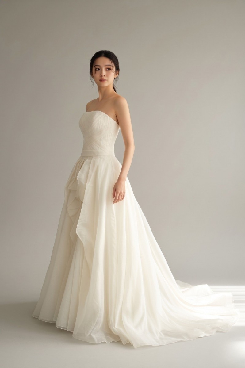 ヴェラウォン VERAWANG ディアンドラ Deandra A生産ライン 御芽出度お召しもの 象牙色白いこと 白 ディンドラ 非対称 チュール ビスチェ 一塁手所有権者