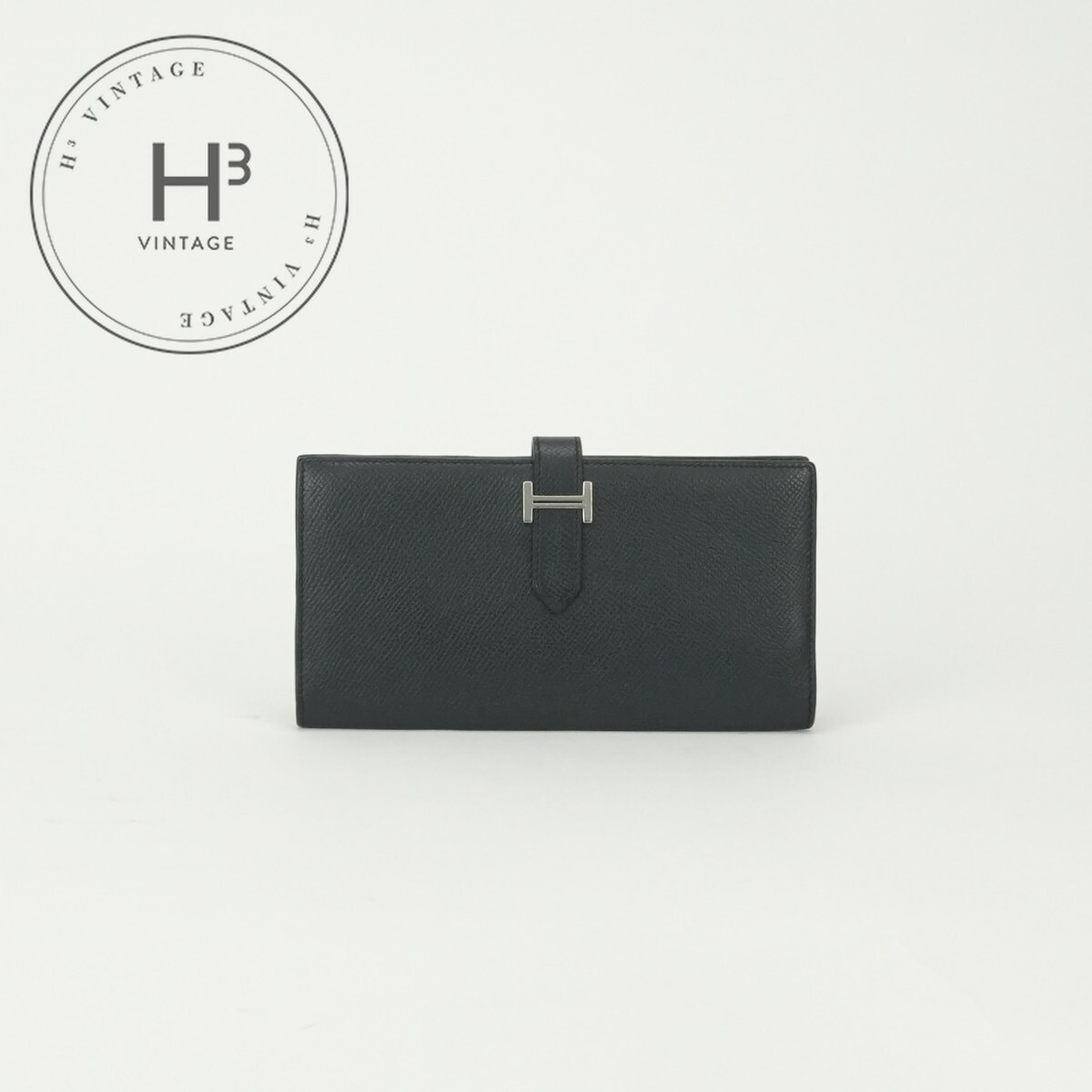 エルメス HERMES ベアンスフレ ベアン スフレ 金入れ 長金入れ ロングウォレット エプソン ノワール Noir 黒いこと Black 黒 しろがね色金具 ヴォーエプソン