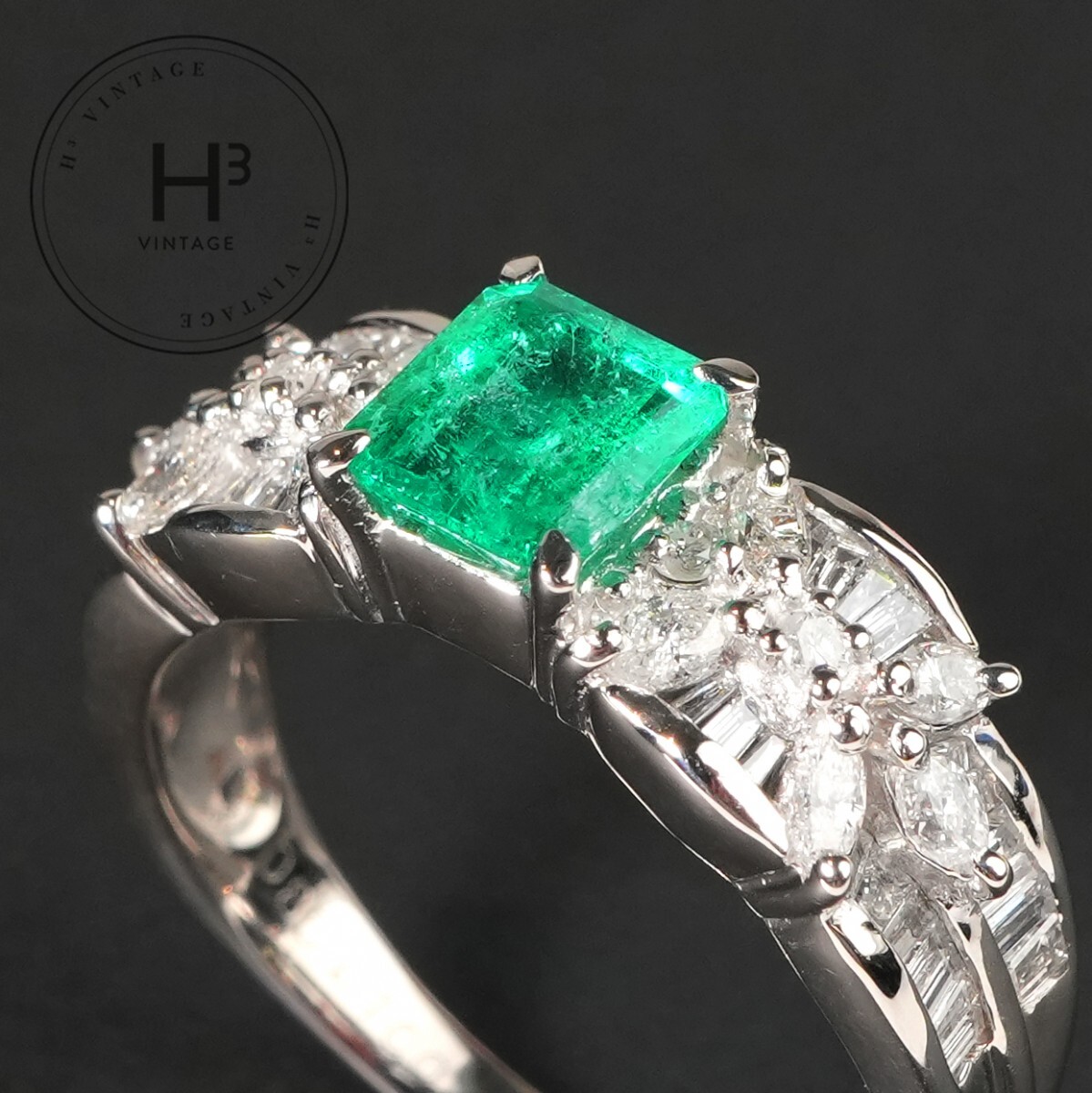 エメラルド 0.85ct ダイヤモンド 1.00ct Pt900 リング 指輪｜H3（エイチスリー）店 154,000円
