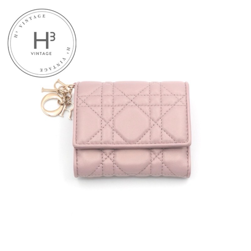 クリスチャンディオール CHRISTIAN DIOR 財布 三つ折り財布 ミニ財布 ミニウォレット ピンク ゴールド Lady Dior Lotus コンパクトウォレット｜H3（エイチスリー）店