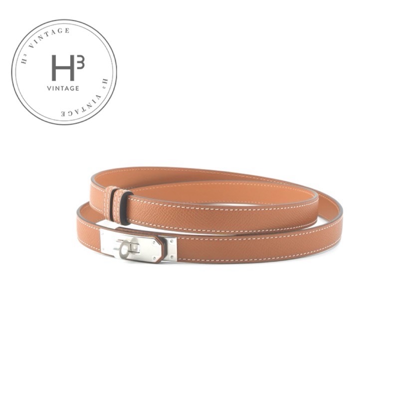 エルメス HERMES ベルト レザー ゴールド(ブラウン) シルバー ケリー ベルト｜H3（エイチスリー）店 104,665円
