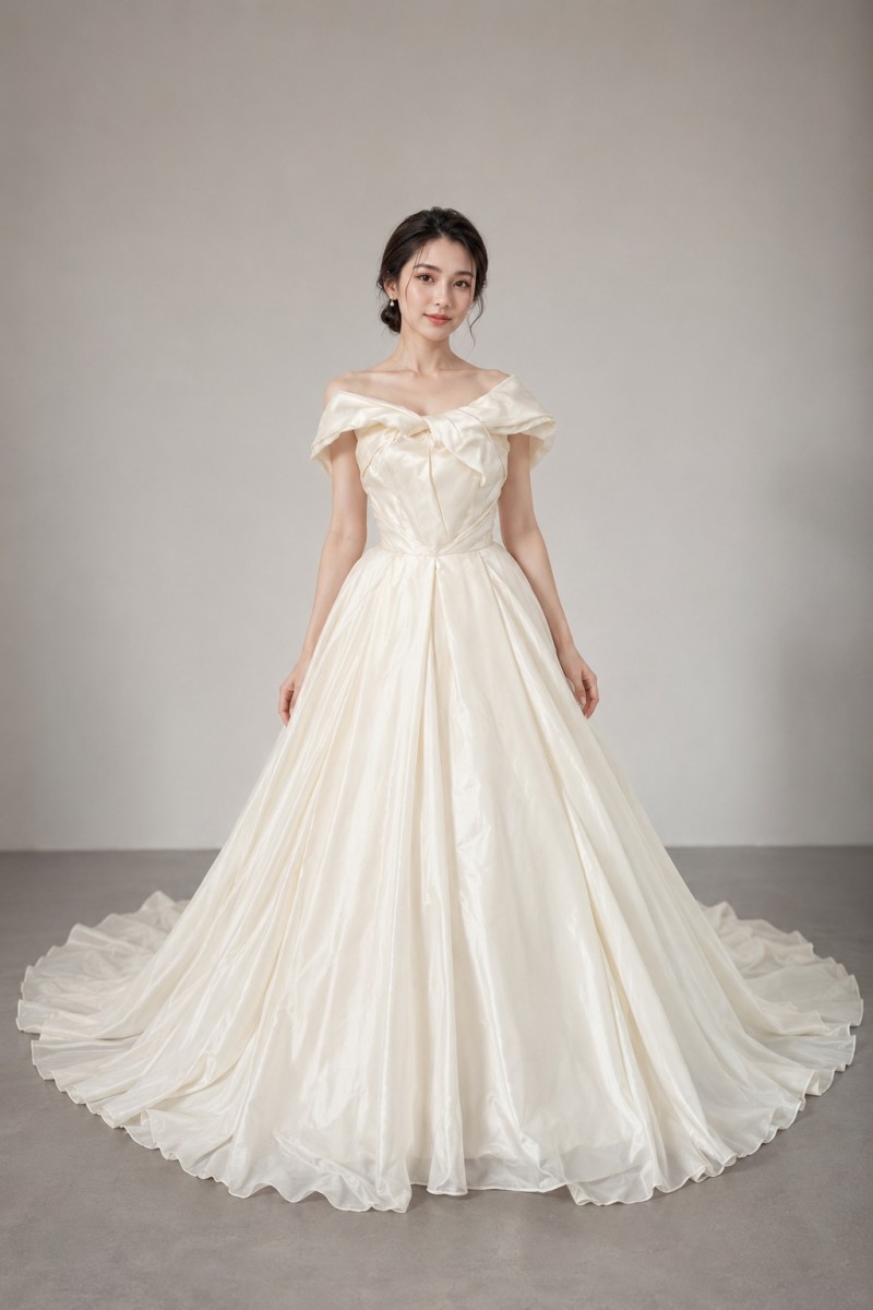 アントニオリーヴァ ANTONIO RIVA ルクレツィア LUCREZIA Aライン ウェディングドレス アイボリーホワイト 白 アントニオリーバ　オフショルダー　リボン　ドレープ　ミカド｜H3（エイチスリー）店