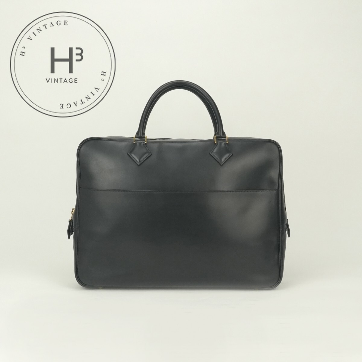 エルメス HERMES プリュムドッグ38 プリュムドッグ 38 バッグ ビジネスバッグ ブリーフケース ボックスカーフ ノワール Noir ブラック Black 黒 シルバー金具 ハンドバッグ トートバッグ|H3(エイチスリー)店