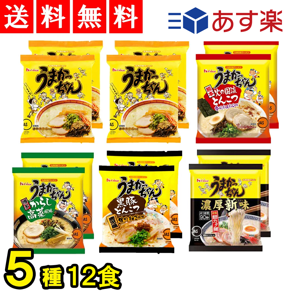 うまかっちゃん 3種セット オリジナル5食 からし高菜5食 + 送料無料 だしの素4g付 計15食 濃厚新味5食