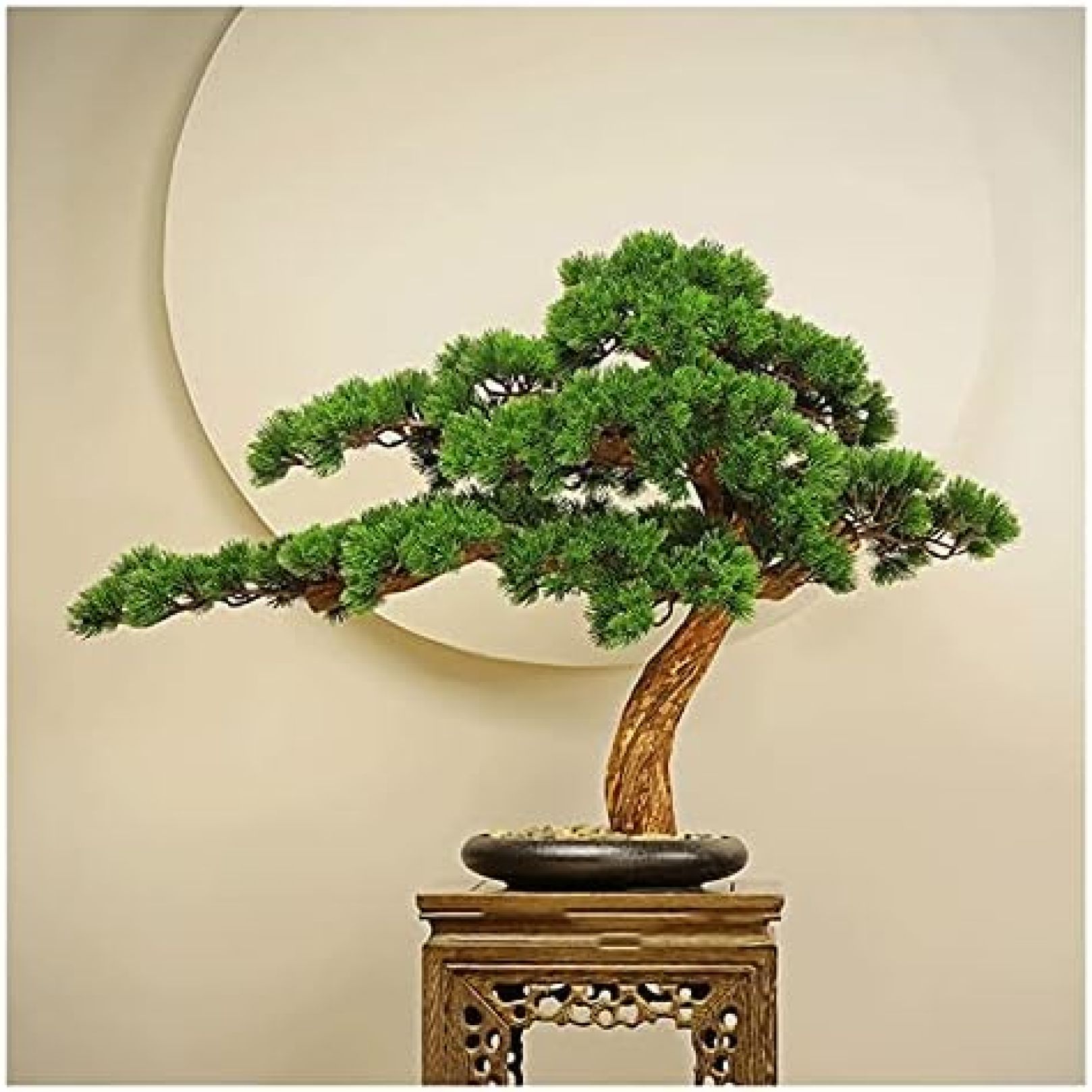 人工観葉植物 人工盆栽の松の木、21インチのフェイクの鉢植えの植物、偽の木の鍋の装飾品杉の盆栽植物寝室、レストラン 人工盆栽｜千華ショップ 39,565円