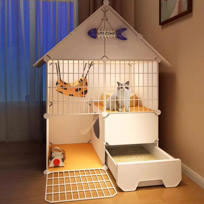 キャットケージ 3スタイル 2段 3段 組み立て 収納 ケージ 猫ケージ トイレ付き 引き出し式 留守番 脱走防止 保護 ねこ キャット ネコ ペ