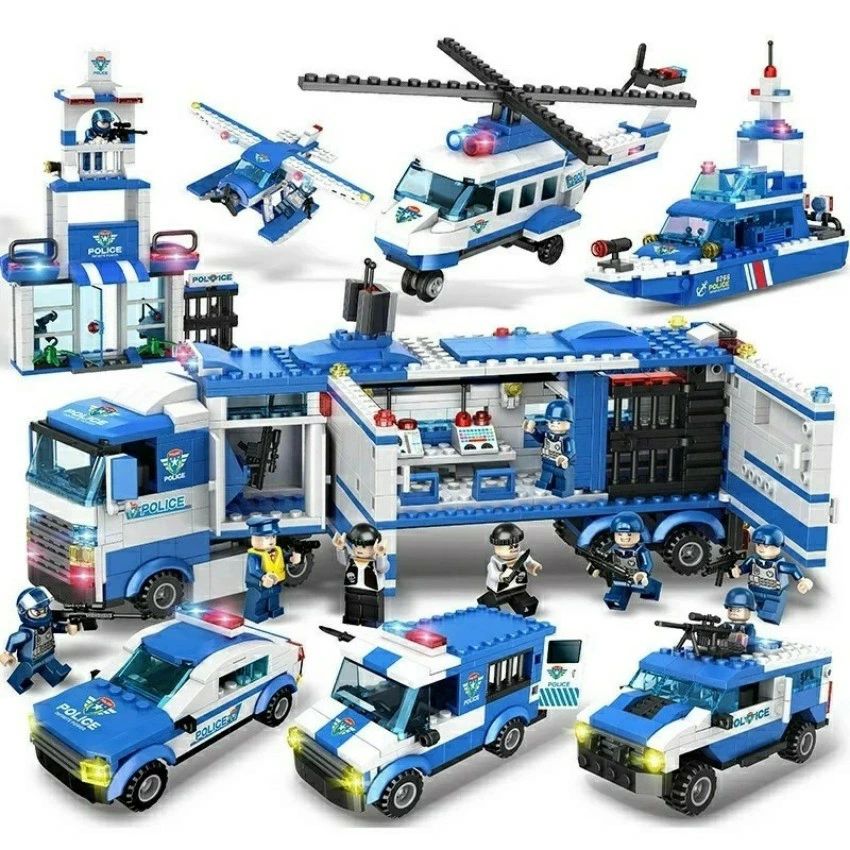 飛行機 車 セット 警察おもちゃ 8in1 ブロック ヘリコプター レ ビルディングブロック シティポリス ブロックおもちゃ 積み木 おもちゃ