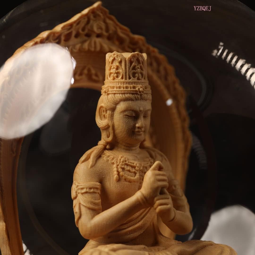 木彫りの仏像 大日如来 13cm 桧木製高級木彫り 真言宗 丸台座 仏壇仏像 置物 未年・申年 守り本尊 祈る 厄除け (仏壇用 ご本尊 お仏像)