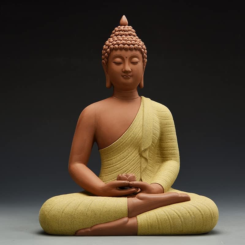 陶器製 釈迦 如来 像 お釈迦様 仏像 釈迦如来 仏像 置物 仏壇仏像 祈る 厄除け（高さ30cm×巾23cm）