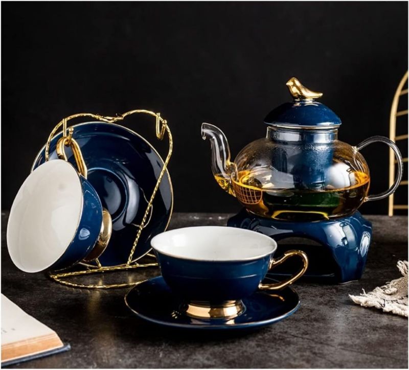 紅茶ポット セット ティーセット ティーポットセット 8個のティーセット 磁器コーヒー 紅茶サービス カップホルダーカップ ソーサースプ