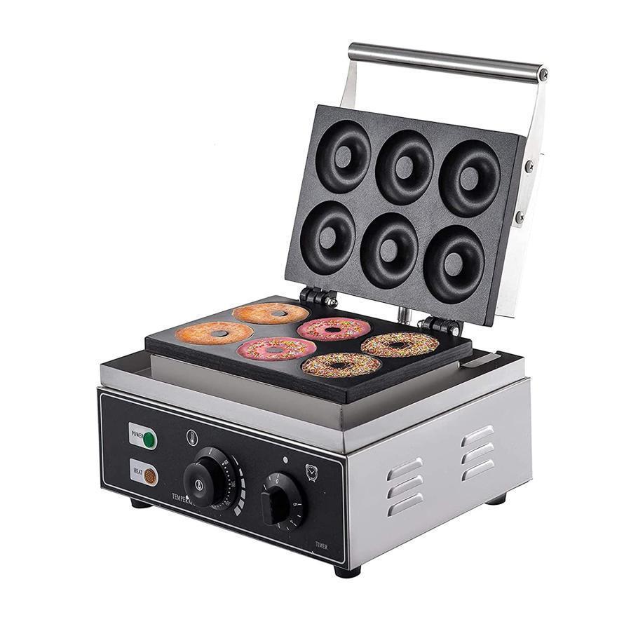 ドーナツ製造会社 焼きドーナツ 明かり ドーナツ器械 110V 1550W お役目用 身寄り用 6枚組お皿 膳立て家電 取りまわしが飾り気のない