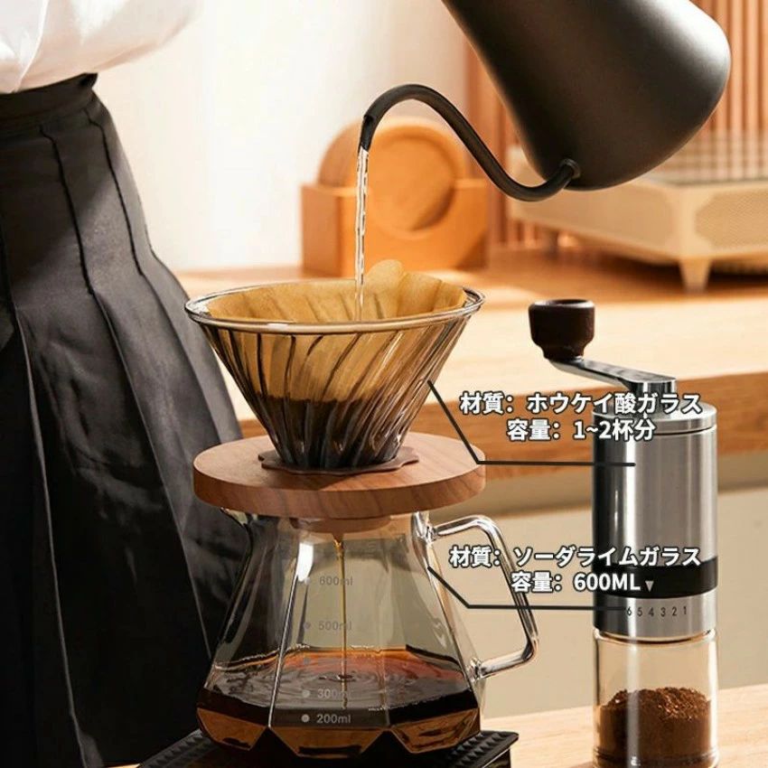 アウトドア キャンプ バッグ フィルター コーヒーミル マグカップ サーバー ケトル ドリッパー セット手動 コーヒーミル outdoor|千華ショップ
