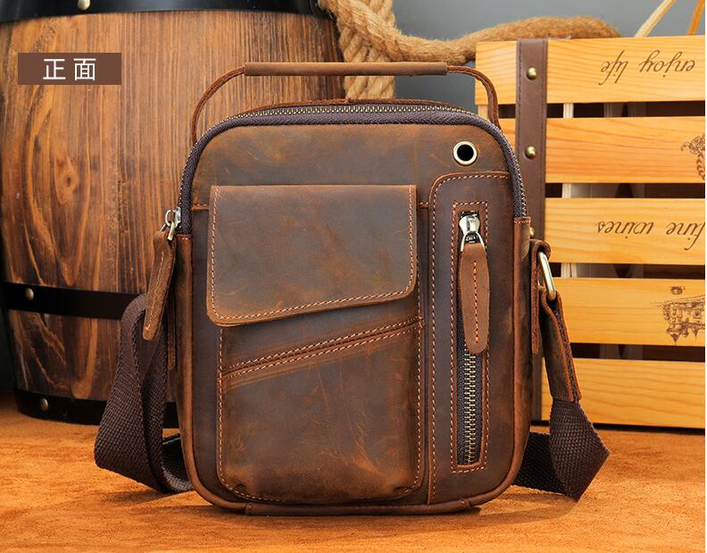 上品　牛革　メンズショルダーバッグ　本革　牛革 斜めがけバッグ ワンショルダー 革 レザー 軽量 大容量｜千華ショップ