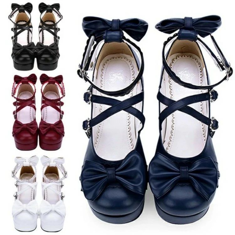 ロリータ 靴 レディース ハイヒールパンプス コスプレ ストラップパンプス お嬢様風ロリータ靴 ヒール8cm shoes ゴスロリ 可愛い ロリー