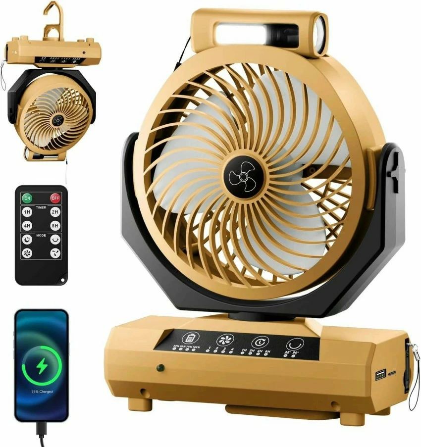 キャンプ 扇風機 充電式 扇風機 22000mAh大容量 最大80h連続使用 ４段階風量調節 リモコン付き タイマー 自動首振り 卓上扇風機 コンパ