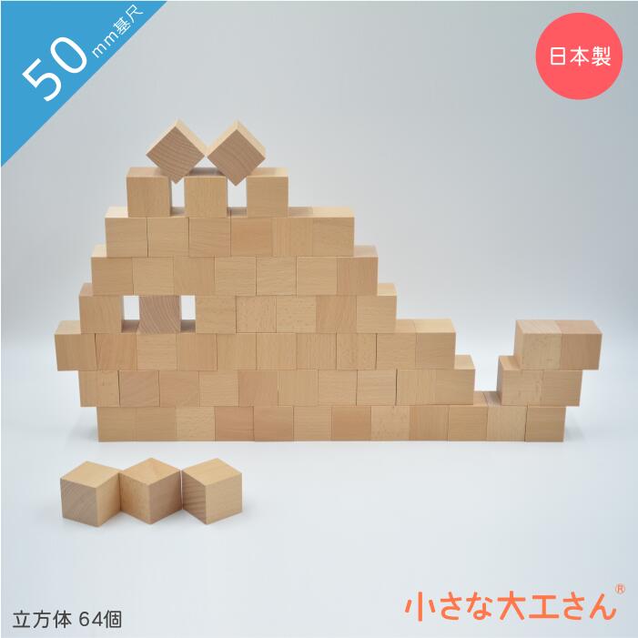 【送料無料】 小さな大工さん 積み木 立方体64個セット 50-A 50mm基尺