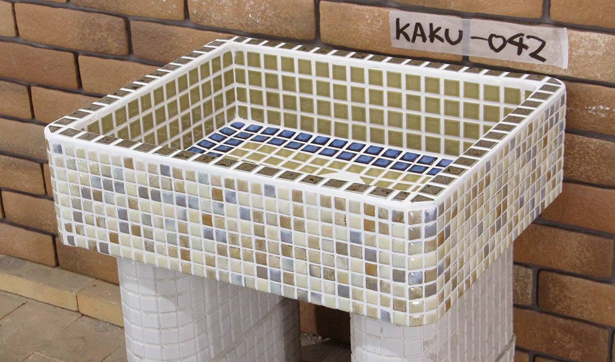 ガーデンシンク タイル 流し台 新タイル流し台 角形 kaku-042 昭和レトロ 懐かしくてレトロ 新しい お洒落 手作り タイル流し台 シンク DIY｜タイルショップたまがわ 33,800円