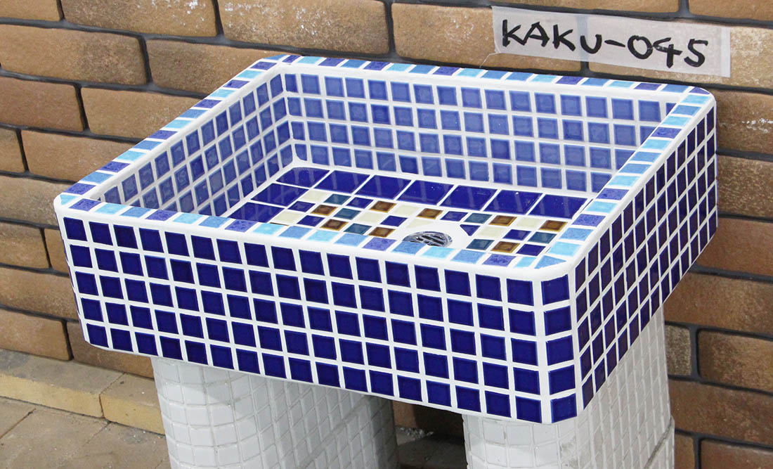 ガーデンシンク タイル 流し台 新タイル流し台 角形 kaku-045 昭和レトロ 懐かしくてレトロ 新しい お洒落 手作り タイル流し台 シンク DIY|タイルショップたまがわ