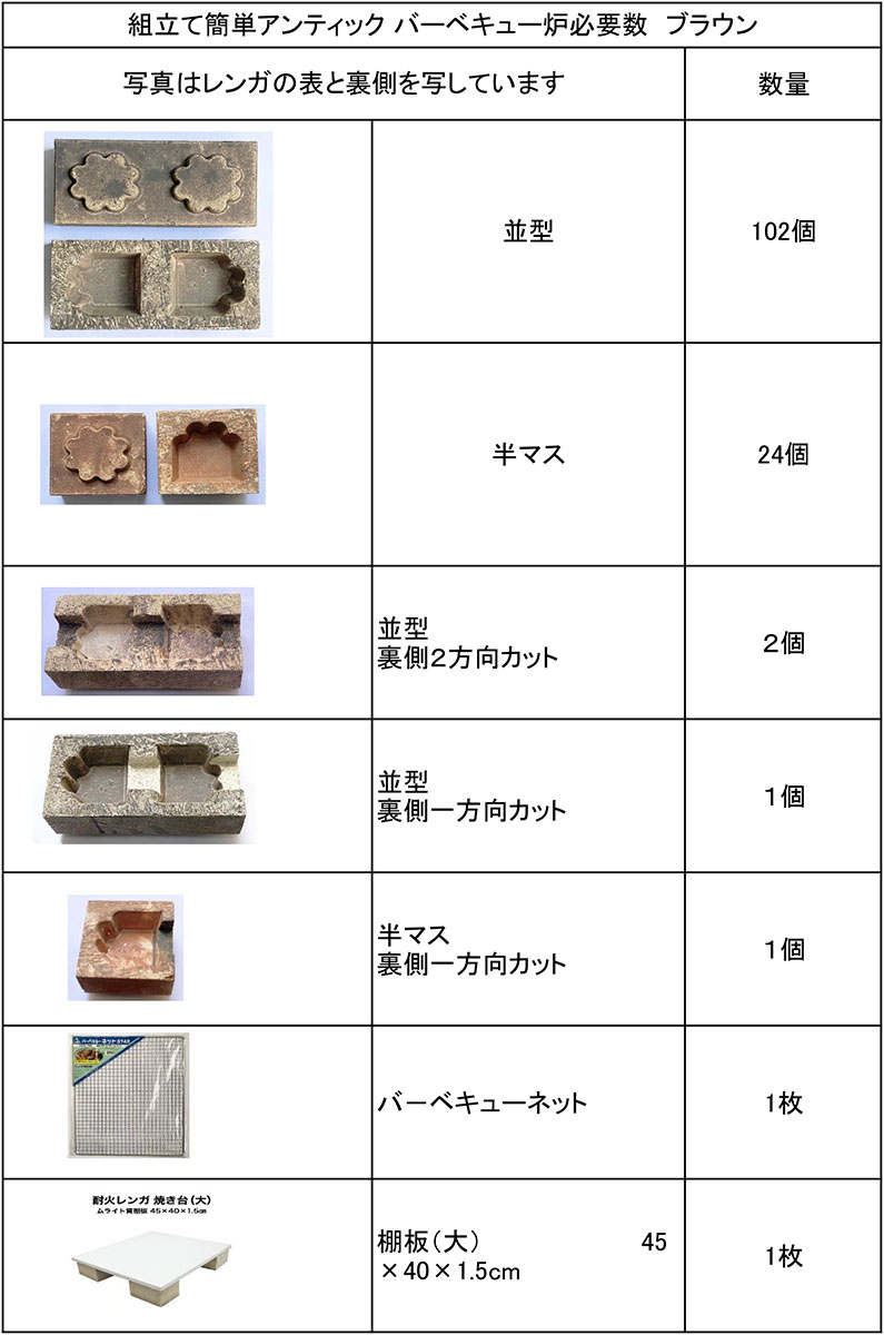 期間限定特価】 ev-組立て簡単アンティークレンガ バーベキュー炉 ムライト質棚板 網付 耐火レンガ DIY モルタルを使用しなくても組立てができます  fucoa.cl