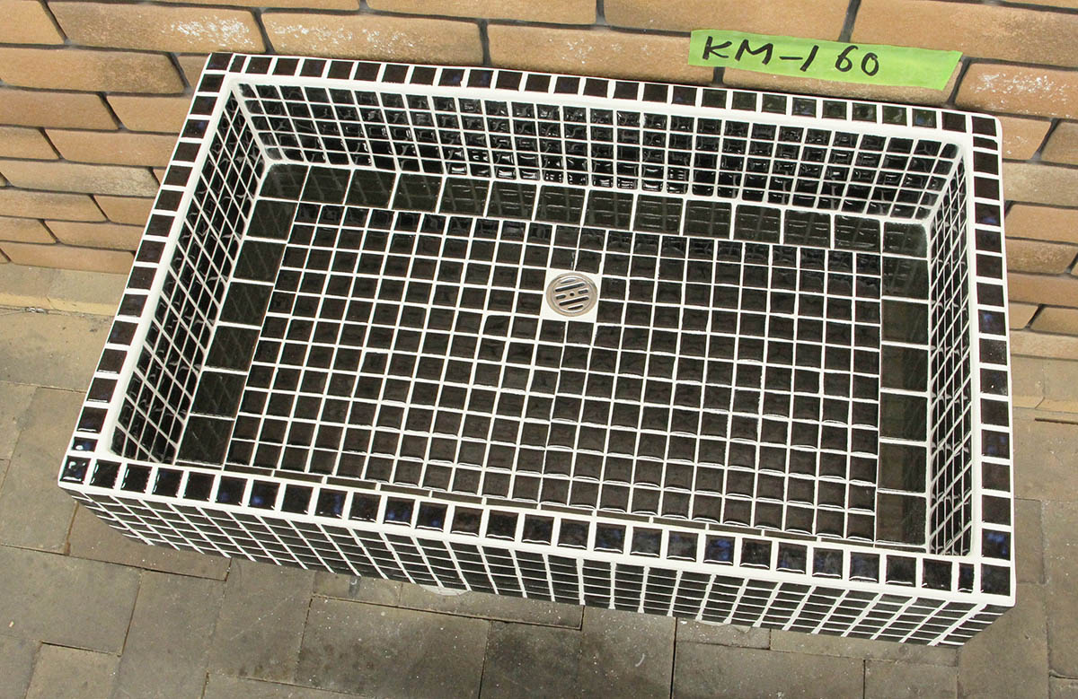 庭園シンク 瓦流し台昭和レトロ、モザイック瓦張り、KM続きもの KM-160手作り庭園シンク 室内装飾 着飾る 年より老人ホームなどにも大一般受けです