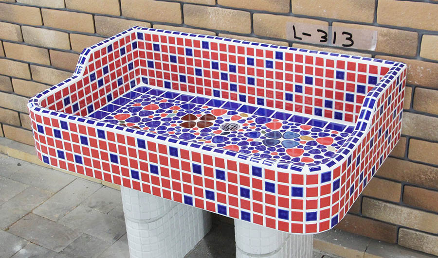 手造り流し台　タイル　シンク　モダン ガーデンシンク おしゃれタイル流し台 新タイル流し台 角形 kaku-007