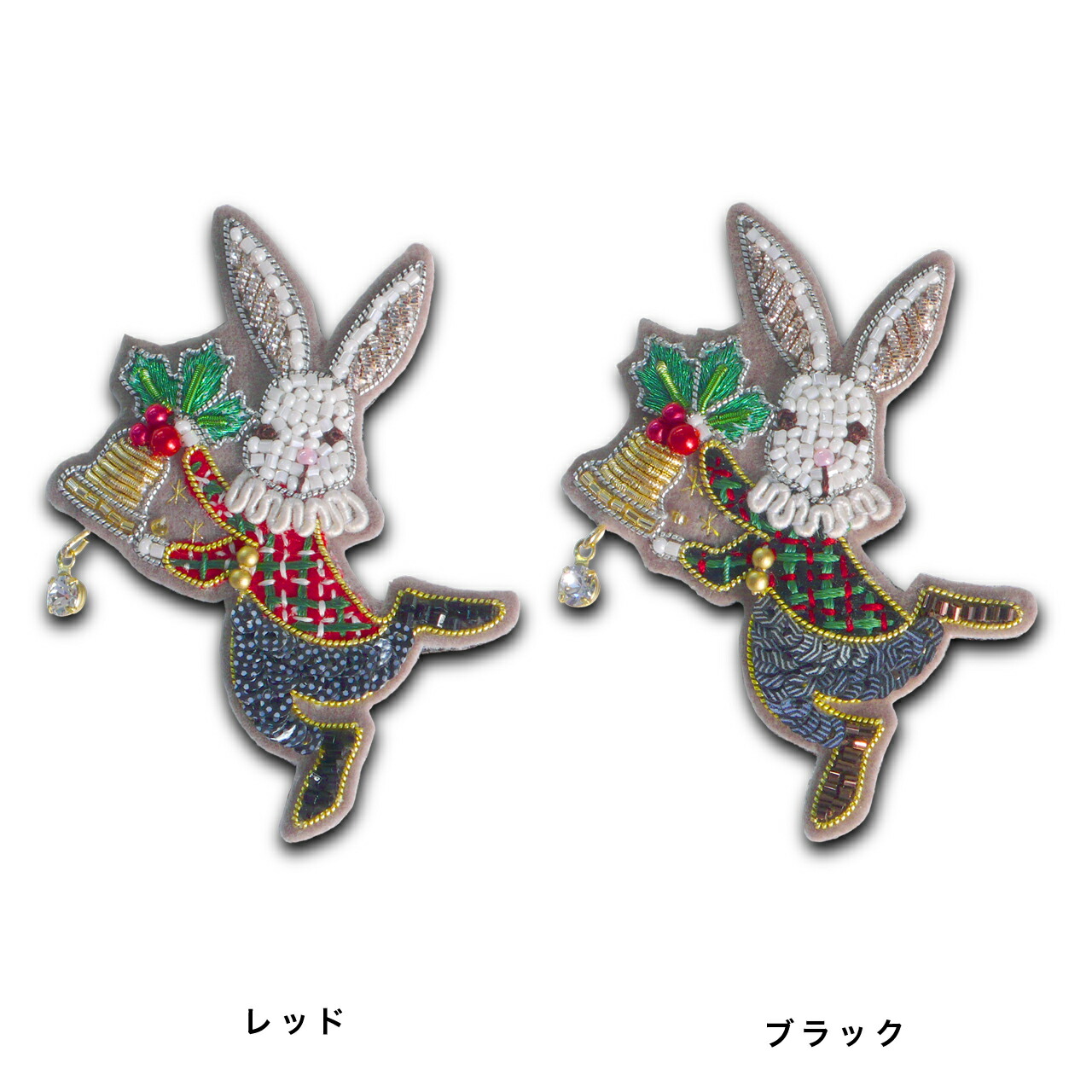 うさこ ビーズ 刺繍ブローチ ハンドメイドアクセサリー うさぎ リボン ビーズ刺繍ブローチ ブローチ Miruteka 通販