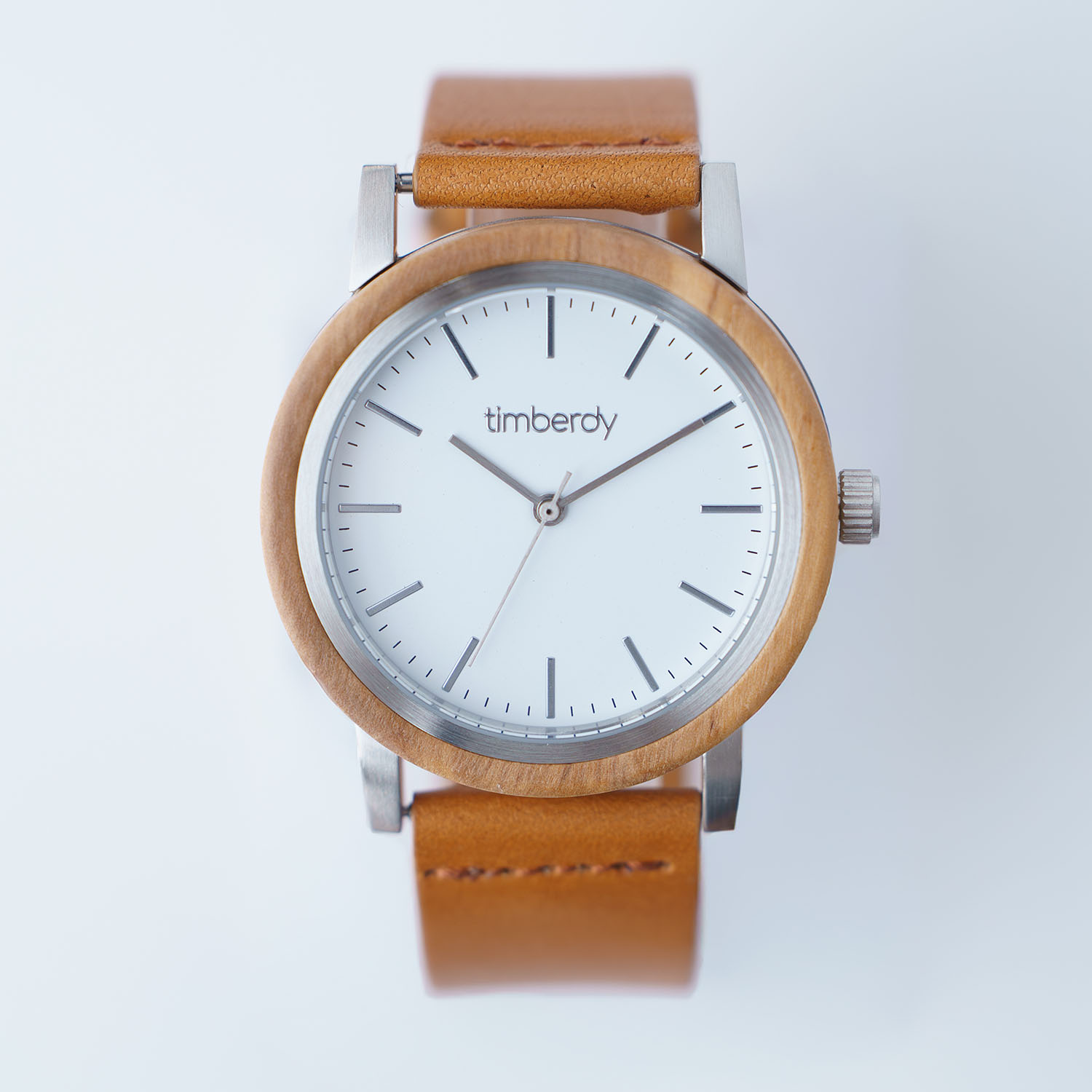 オリーブの木製ウオッチ timberdy3.0 白いことしろがね色 栃木なめし革 駱駝 男女兼用 独居室時辰儀 3空圧雨合羽