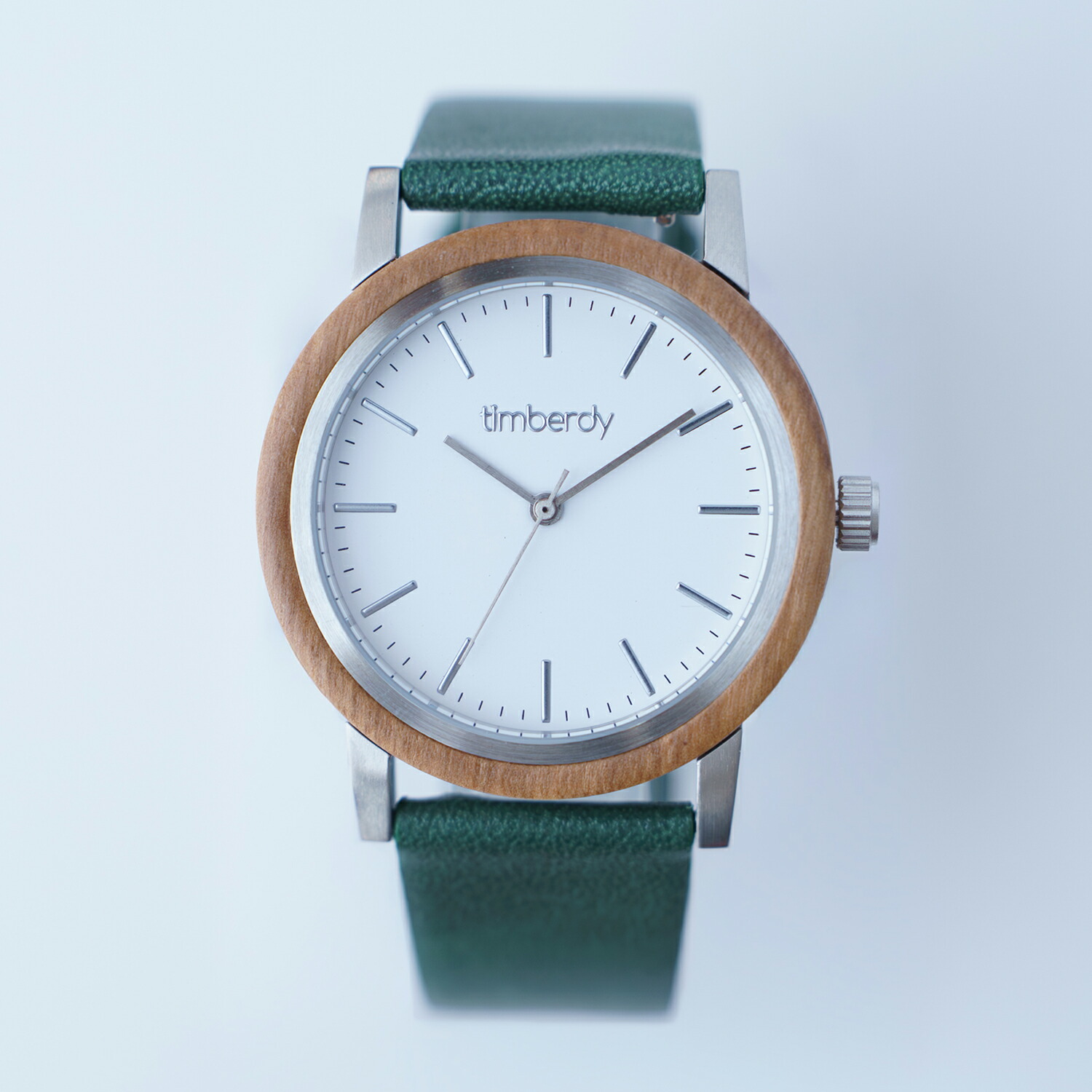 オリーブの木製ウオッチ timberdy3.0 白いことしろがね色 オリーブなめし革 オリーブ 男女兼用 独居室時辰儀 3空圧雨合羽