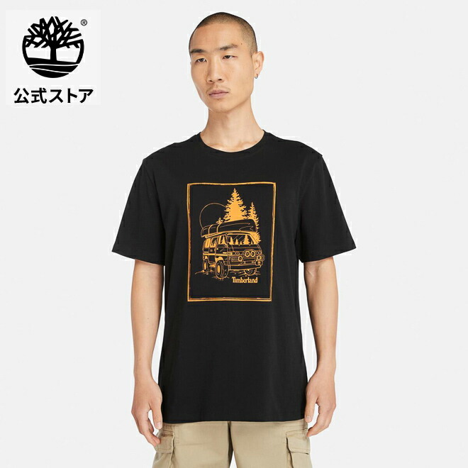 【Timberland】迷彩ロゴ 半袖 Tシャツ ブラック / 送料無料 セール】メンズ 半袖 ロゴ グラフィック Tシャツ（Tシャツ