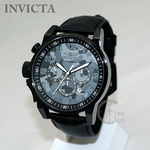 インビクタ 腕時計 INVICTA 時計 20542 I-Force フォース クロノグラフ ブラック/ブラック 迷彩 カモ カモフラージュ レザー メンズ インヴィクタ 【送料無料（※北海道・沖縄は配送不可）】｜タイムクラブ セレクト