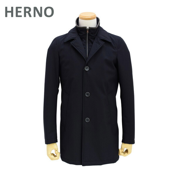 ヘルノ コート メンズ IM0189U-19199-9200 AW18 ネイビー HERNO レイヤード ジャケット 【送料無料（※北海道・沖縄は配送不可）】｜タイムクラブ セレクト