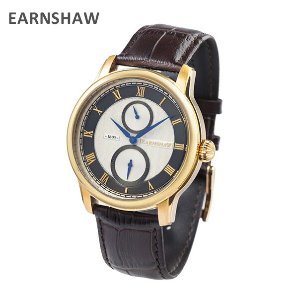 EARNSHAW アーンショウ 時計 腕時計 ES-8106-05 レザー ブラウン/ゴールド メンズ ウォッチ クォーツ 【送料無料（※北海道・沖縄は配送不可）】｜タイムクラブ セレクト