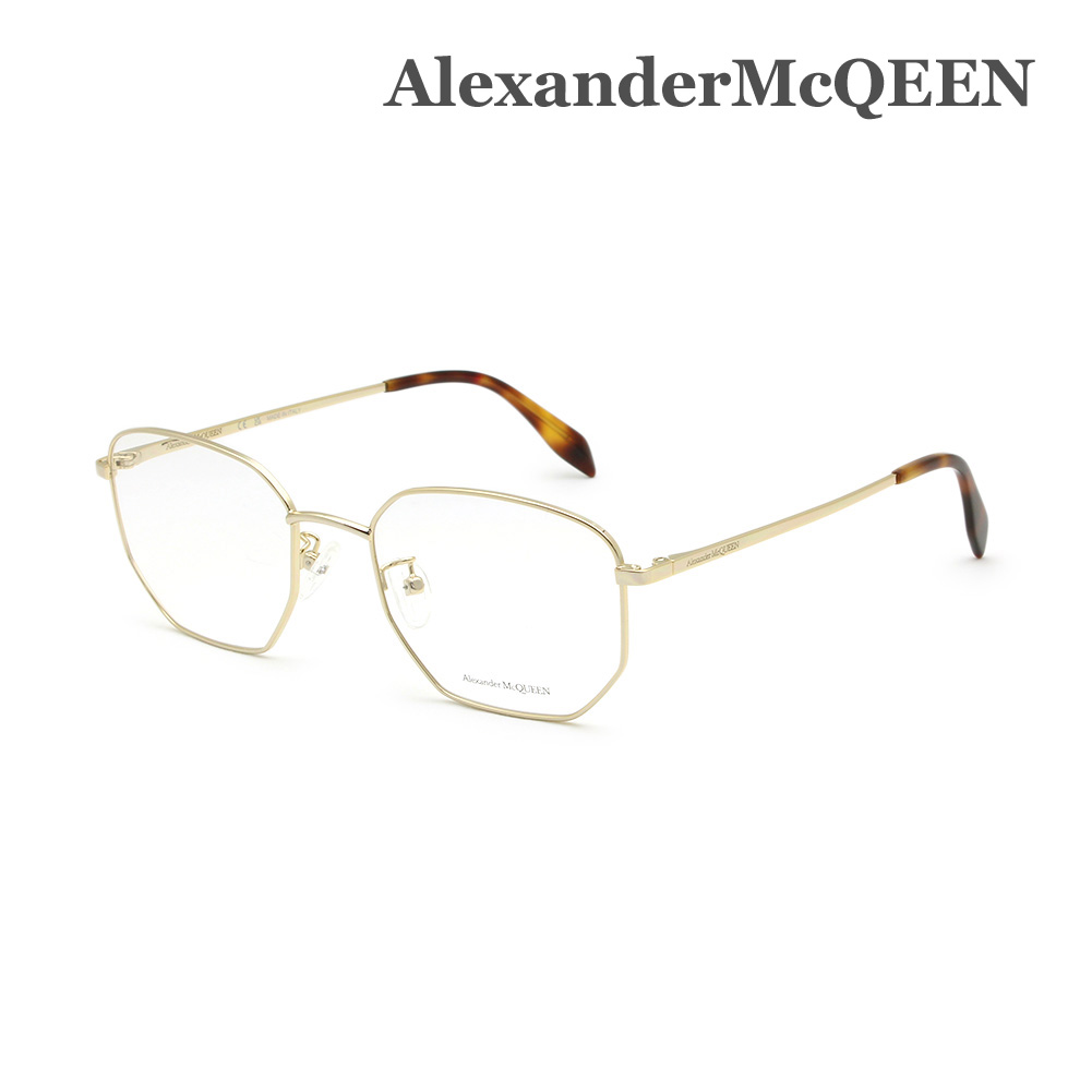 【国内正規品】アレキサンダーマックイーン メガネ フレーム AM0438O-006 ゴールド ノーズパッド メンズ Alexander McQueen【送料無料(※北海道・沖縄は配送不可)】