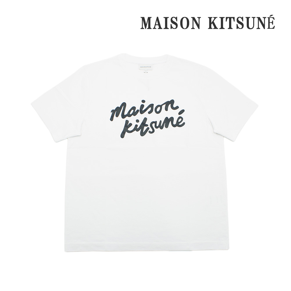 MAISON KITSUNE メゾンキツネ 半袖 Tシャツ MM00101KJ0118-M186 ホワイト メンズ HANDWRITING COMFORT【送料無料(※北海道・沖縄は配送不可)】|タイムクラブ セレクト